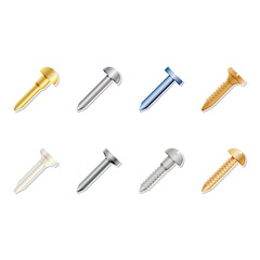 nail and bolt icon set