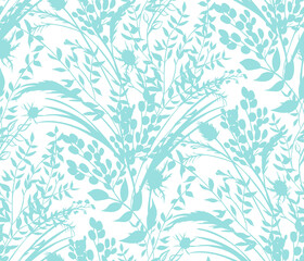 Fototapeta na wymiar Seamless watercolor pattern with boho style fern branches and leaves drawn for summer clothes 