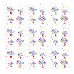 Illustration seamless pattern colorful bouquet balloon and red ribbon on transparent background.Object for decorate greeting card, wallpaper,Happy new year,Valentine, birth day,wedding and party.png