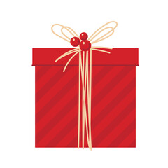 Gift box with Christmas decor. Vector image.