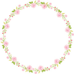 cute pastel green pink valentine roses flat style wreath frame