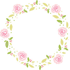 cute pastel green pink valentine roses flat style wreath frame