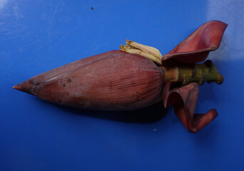     banana blossom  on plate in the garden thailand    