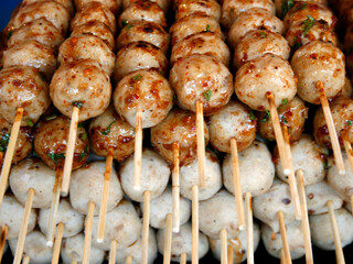 grilled pork ball with spicy sauce