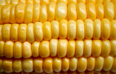 Corn on the cob kernels close up shot