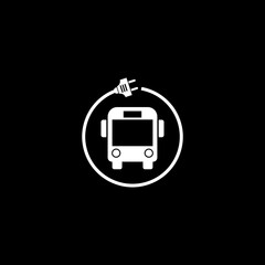 Electric eco bus icon isolated on dark background