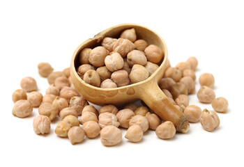 Chickpeas in a pile isolated on a white background