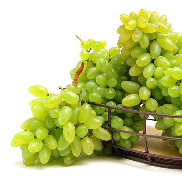 Green grapes on white background
