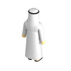 male traditional arabian outfit back view 3d icon