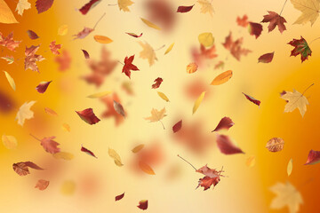 Fototapeta na wymiar falling autumn leaves background abstract seasonal backdrop october