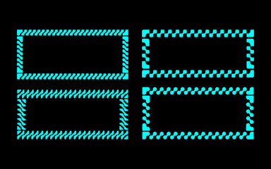 Stripe border frame line futuristic interface hi tech modern streetwear element set editable