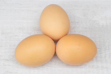 Eggs isolated on white background, close up view