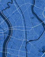 Detailed map poster of Edogawa city, linear print map. Blue skyline urban panorama. Decorative graphic tourist map of Edogawa territory.