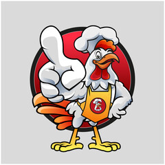Vector illustration, hey You, chicken mascot or symbol