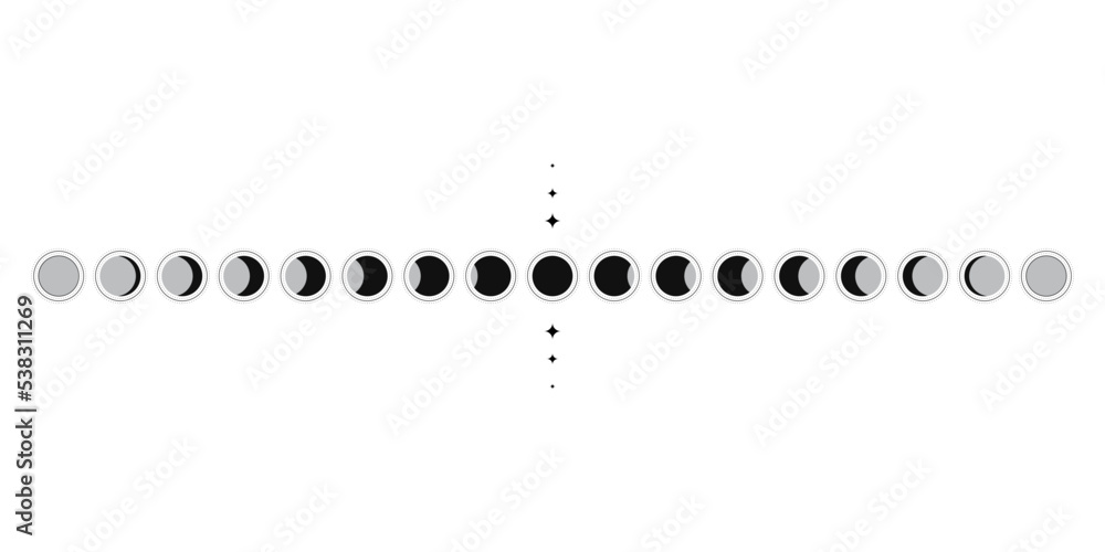 Canvas Prints moon phases sphere shadow cycle astronomy icon set. vector illustration black background