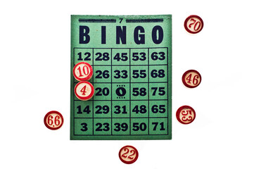 bingo vintage card and markers isolated