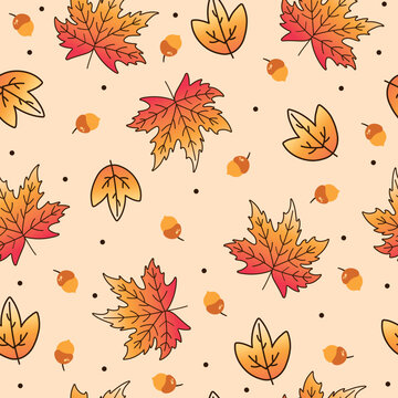 Ombre Autumn Leaves Seamless Repeat Pattern