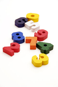 colorful wooden numbers isolated