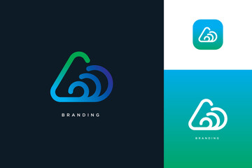 Mountain And Tidal Wave Flood Control Vector Logo 