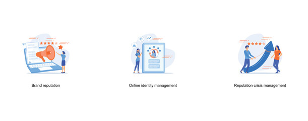 Promoting company credibility, Online identity management abstract concept, Crisis management, public relations, brand reputation maintenance, PR agency service, image protection strategy abstract met