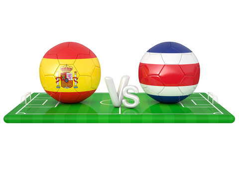 Spain / Costa Rica football game 3d illustration