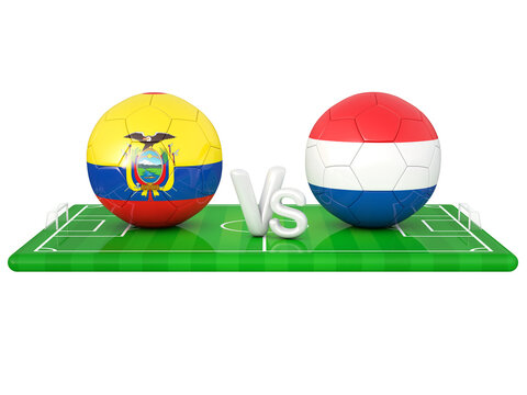 Ecuador / Netherland football game 3d illustration