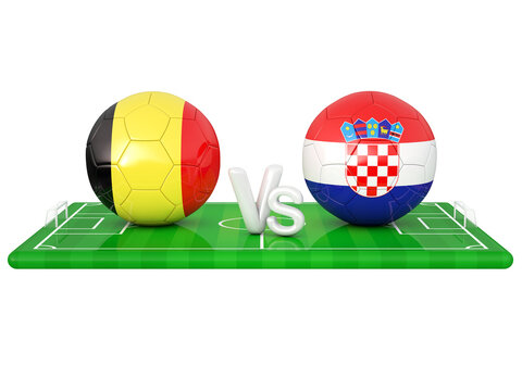 Belgium / Croatia football game 3d illustration