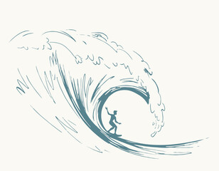 Big sea wave. Vector drawing