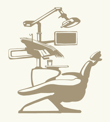 Stogmatology chair and accessories. Vector drawing
