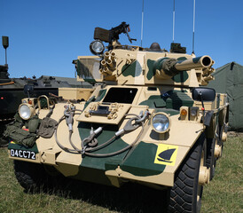 Yorkshire wartime experience show. Leeds, UK, August 2022. Military re-enactment event with soldiers, weapons, vehicles, tanks and armor. Axis and allied forces. An historical lifestryle event.