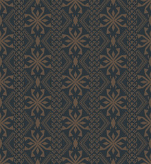 Geometric Islamic pattern. Vector ethnic Islamic floral geometric contemporary gold color seamless pattern background. Saree pattern design. Use for fabric, interior decoration elements, upholstery.