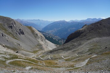 Winding Mont Chaberton (Hautes-Alpes) road from Fenils in the Susa Valley