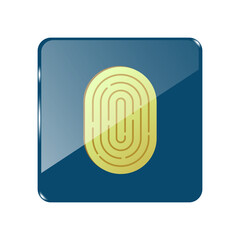 fingerprint scan icon in blue glass square