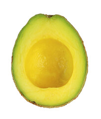 Half cut  fresh ripe avocado isolated on transparent background, PNG file