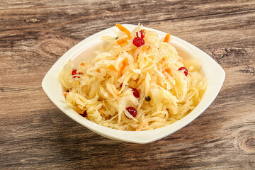 Sauerkraut with cranberry in the bowl