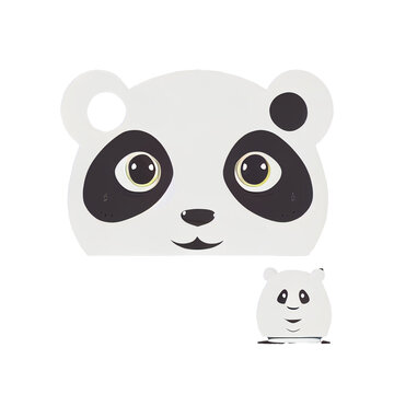 Panda flat icon bear logo digital 3d illustration flat design white background