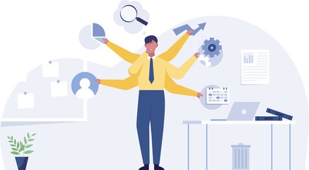 Work productivity and efficiency, business idea. png illustration