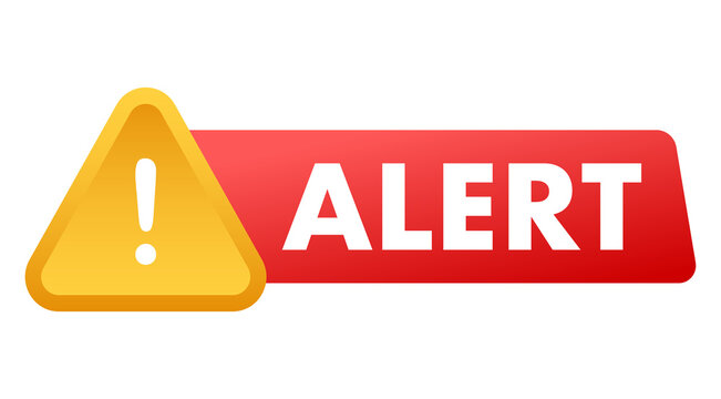 Alert sign. Attention warning attacker alert sign. Technology cyber security protection concept. Vector stock illustration.