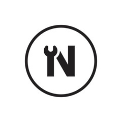 Letter N wrench logo icon design vector