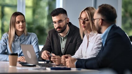 Business colleagues team meeting brainstorming at conference room employee discussing project
