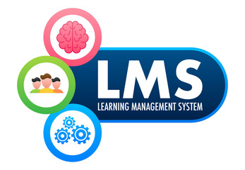Flat web template with lms for concept design. Concept of learning management system.
