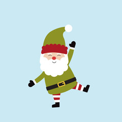 Collection of santa claus wearing christmas costumes on blue background. Merry christmas and happy new year