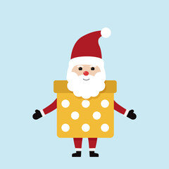Collection of santa claus wearing christmas costumes on blue background. Merry christmas and happy new year