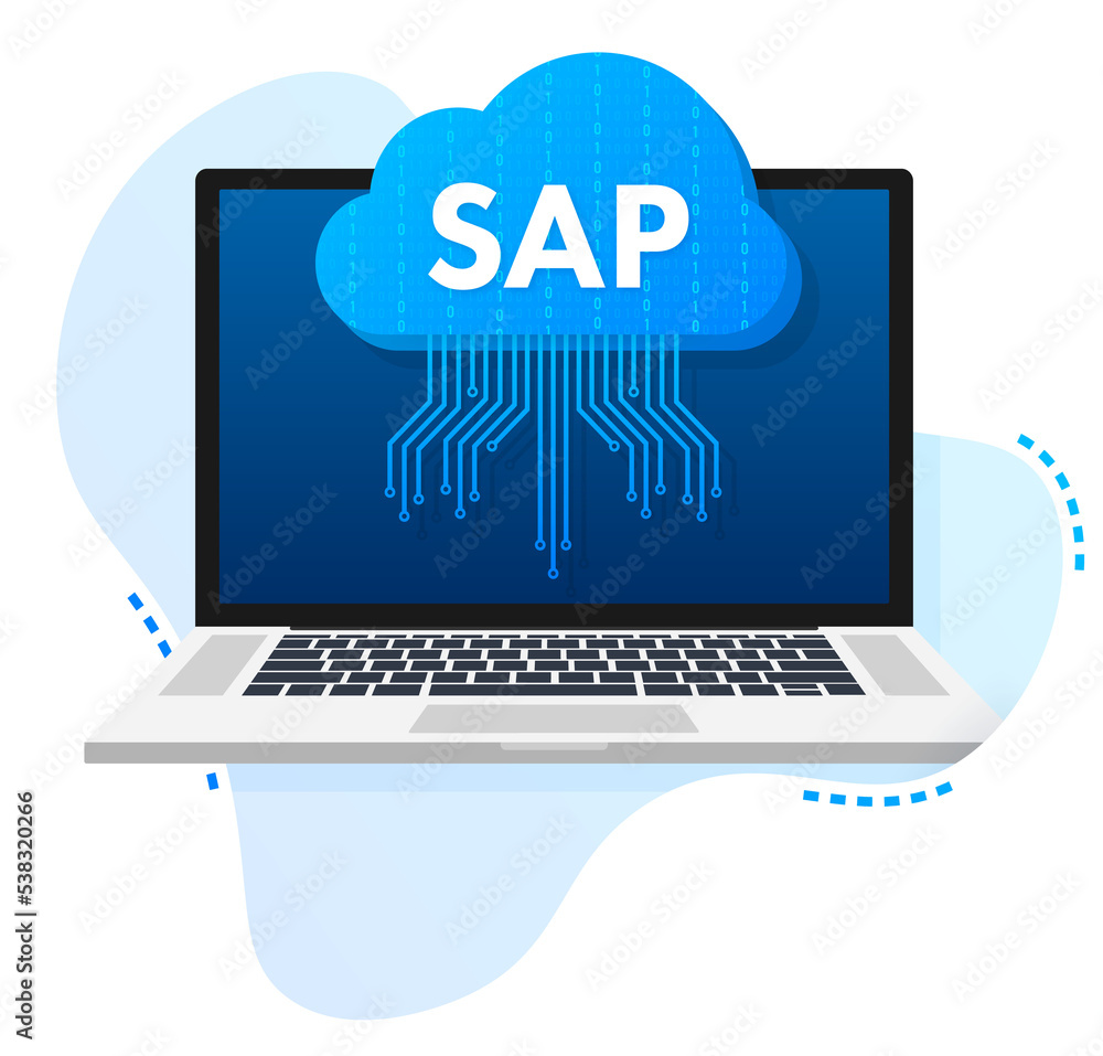 Aufkleber sap business process automation software. cloud software. vector stock illustration.