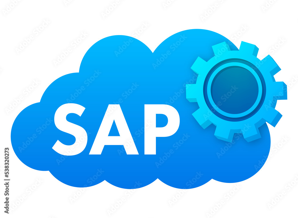 Poster sap business process automation software. cloud software. vector stock illustration.
