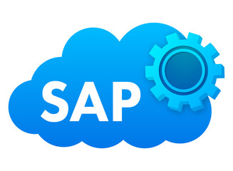 SAP Business process automation software. Cloud software. Vector stock illustration. - obrazy, fototapety, plakaty
