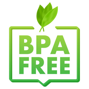 Green colored BPA free emblems, badge, logo, icon. Vector stock illustration.