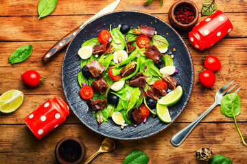Spring salad with meat.