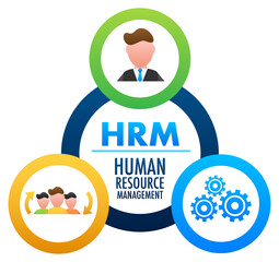 HRM Human Resource Management icon, label badge. Vector stock illustration.