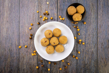 Chana Ladoo or chickpea flour laddu is a special sweet made with dry chana, sugar, and ghee, high...